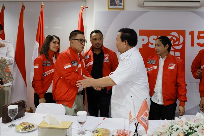 Ketua Umum Partai Gerindra Prabowo Subianto dan mengunjungi Partai Solidaritas Indonesia (PSI). (Dok. Tim Media Prabowo) 
