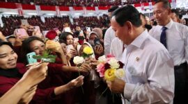 Menteri Pertahanan Prabowo Subianto saat memberi Kuliah Umum di Universitas Muhammadiyah Malang. (Dok. Tim Media Prabowo)
