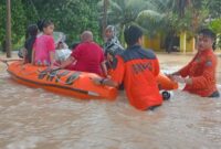 Tim Gabungan melakukan evakuasi warga yang terdampak banjir di Kabupaten Padang Pariaman, Sumatra Barat. (Dok. BPBD Kabupaten Padang Pariaman)